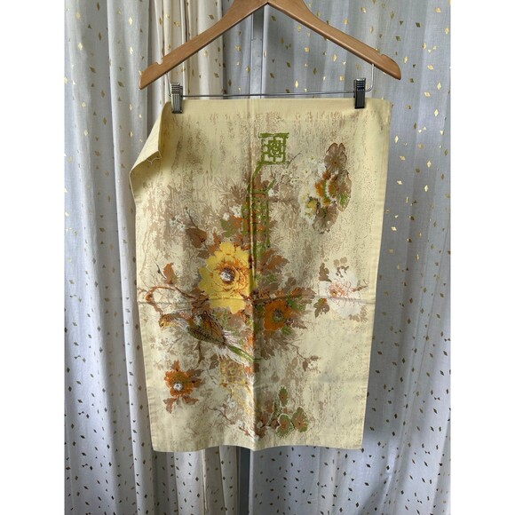 Vintage 70s Orange Yellow Floral Standard Pillowcases Set Of 2 - Picture 3 of 6